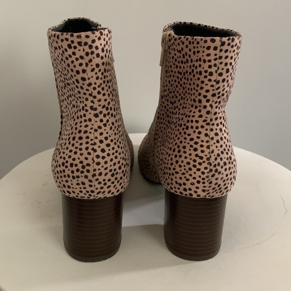 LOFT Leopard Print Beige-Black Ankle Booties sized 8 zipper animal tan‎ brown - Picture 11 of 12